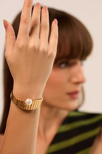 Buy_Anaash_White Pearls Crown Cuff Bracelet _Online_at_Aza_Fashions