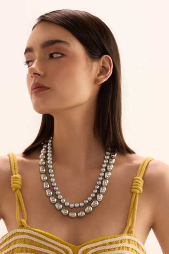 Anaash_Silver Plated Pearls Beaded Multi Strand Necklace _Online_at_Aza_Fashions