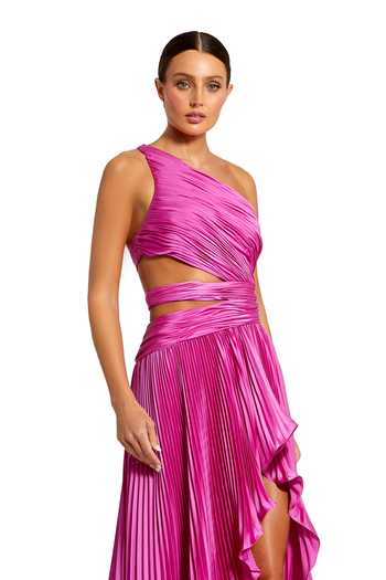 Mac Duggal_Purple Polyester Ruffles One Shoulder Pleated Dress _Online_at_Aza_Fashions