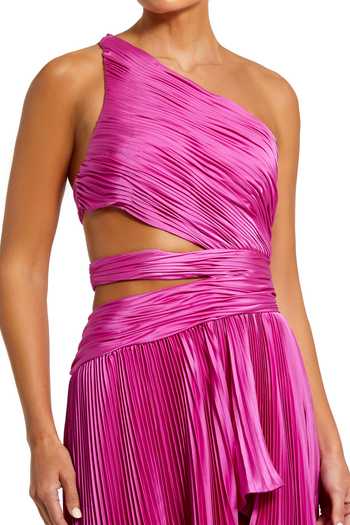 Buy_Mac Duggal_Purple Polyester Ruffles One Shoulder Pleated Dress _Online_at_Aza_Fashions