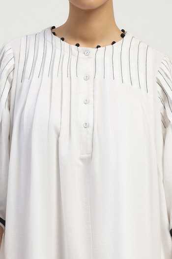 Abraham And Thakore Black Cotton Round Neck Dress at Aza Fashions Abraham And Thakore_Black Cotton Round Neck Dress _at_Aza_Fashions