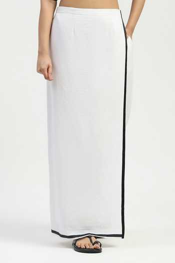 Buy_ABRAHAM AND THAKORE_Black Cotton Dhoti Skirt _Online_at_Aza_Fashions