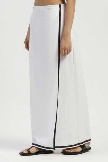 Shop_ABRAHAM AND THAKORE_Black Cotton Dhoti Skirt _Online_at_Aza_Fashions