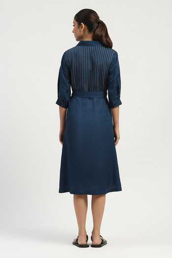 ABRAHAM AND THAKORE Pleated Linen Dress 