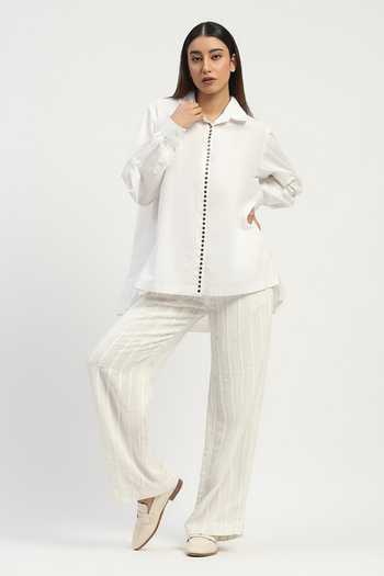 ABRAHAM AND THAKORE Pleated Linen Trouser 