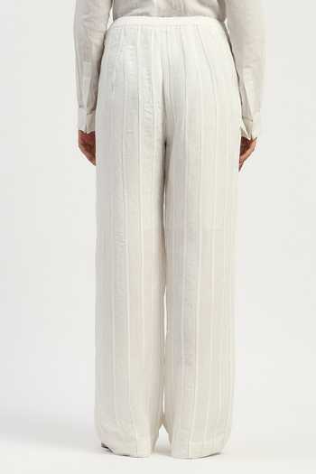 ABRAHAM AND THAKORE Pleated Linen Trouser 