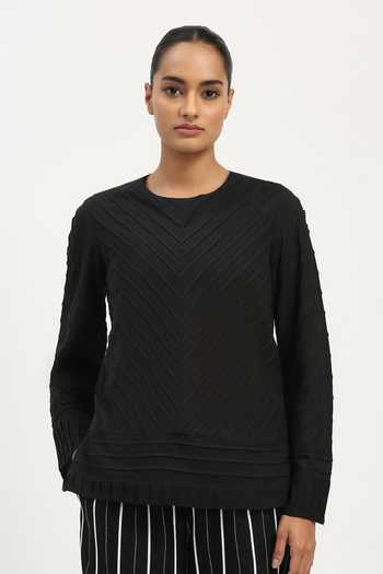 Abraham And Thakore Pleated Sushi Voile Top 