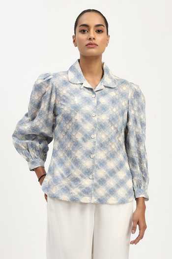 ABRAHAM AND THAKORE Lattice Cutwork Shirt 