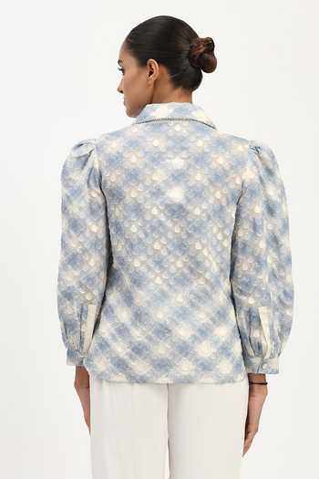 ABRAHAM AND THAKORE Lattice Cutwork Shirt 