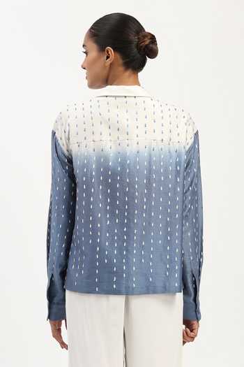 ABRAHAM AND THAKORE Ombre Thread Embroidered Chanderi Shirt 