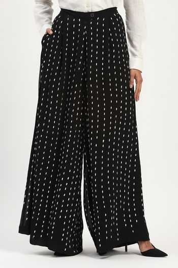 Abraham And Thakore Black Georgette Embroidery Ombre Stab Stitch Trouser Online at Aza Fashions Abraham And Thakore_Black Georgette Embroidery Ombre Stab Stitch Trouser _Online_at_Aza_Fashions