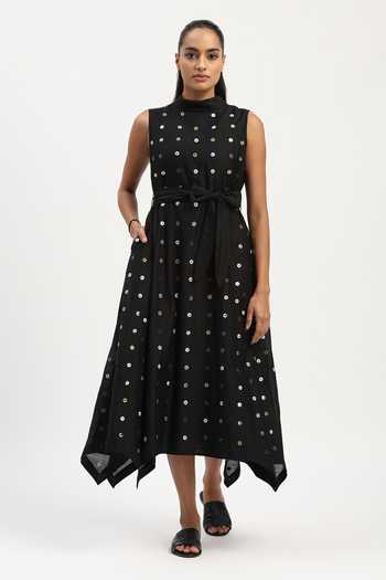 ABRAHAM AND THAKORE Sequin Dot Long Dress 