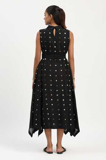 ABRAHAM AND THAKORE Sequin Dot Long Dress 