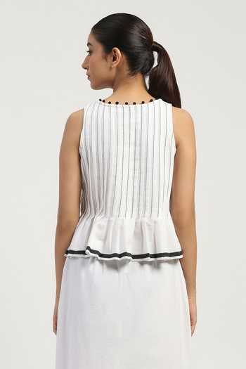 ABRAHAM AND THAKORE Cotton Pleated Top 