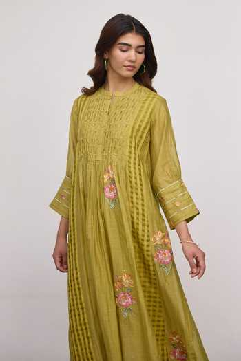 Buy_Beige_Pink Chanderi, Cotton Satin Embroidery, Sequins, Beads Hand Kurta And Pant Set _Online_at_Aza_Fashions