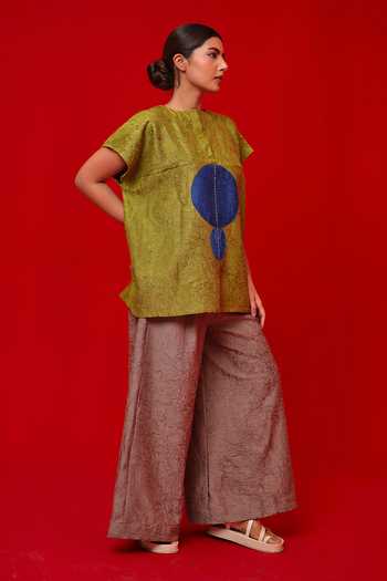 Stoique_Grey Silk Root Textured Palazzo _Online_at_Aza_Fashions