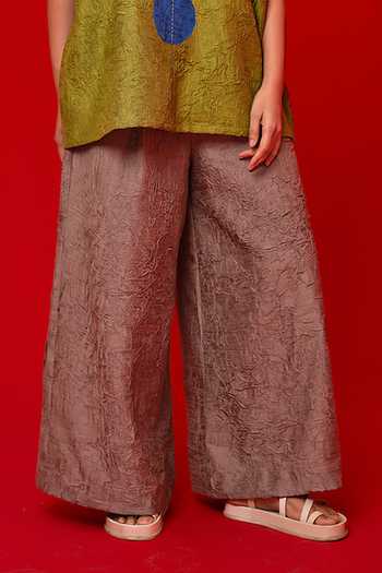 Buy_Stoique_Grey Silk Root Textured Palazzo _Online_at_Aza_Fashions