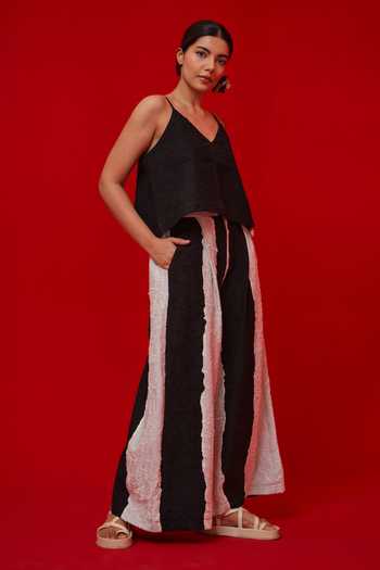 Stoique_Black Silk Union Colorblock Palazzo _Online_at_Aza_Fashions