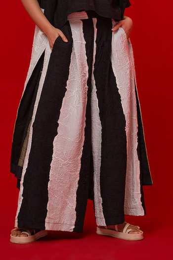 Shop_Stoique_Black Silk Union Colorblock Palazzo _Online_at_Aza_Fashions