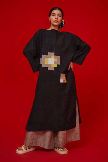 Buy_Stoique_Brown Silk Root Textured Palazzo 