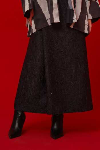 Stoique_Black Silk Unfold Crushed Skirt _Online_at_Aza_Fashions