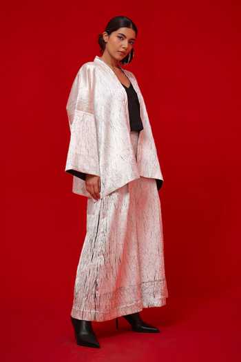 Stoique_White Silk Muse Textured Palazzo _Online_at_Aza_Fashions