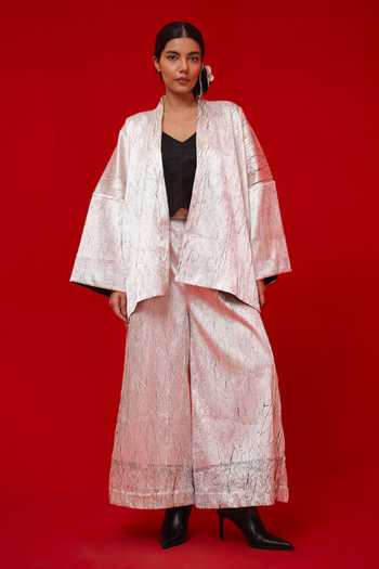 Buy_Stoique_White Silk Muse Textured Palazzo _Online_at_Aza_Fashions