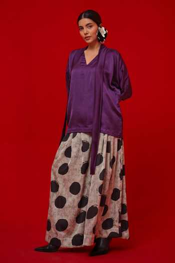 Buy_Stoique_Black Satin Embroidery Discover Printed Palazzo _Online_at_Aza_Fashions