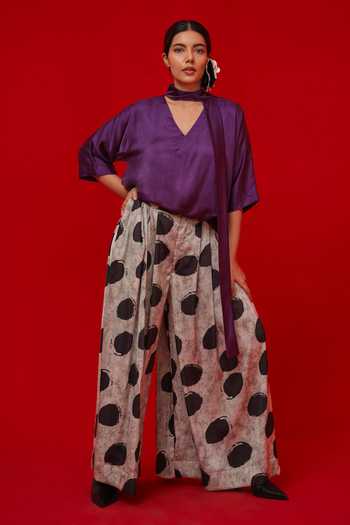 Shop_Stoique_Black Satin Embroidery Discover Printed Palazzo 