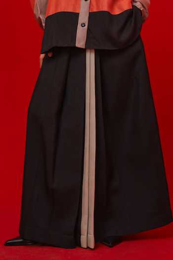 Stoique_Black Silk Mist Plain Skirt _at_Aza_Fashions