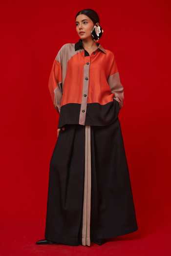 Buy_Stoique_Black Silk Mist Plain Skirt 