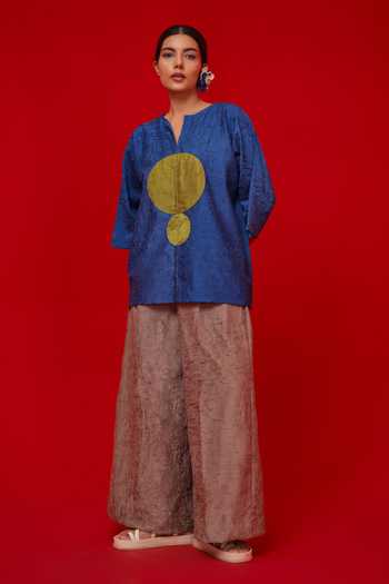 Stoique_Grey Silk Root Crushed Palazzo _Online_at_Aza_Fashions