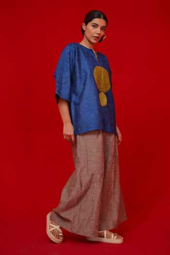 Stoique_Grey Silk Root Crushed Palazzo _at_Aza_Fashions