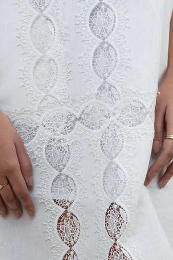 Buy_Bunka_White Cotton, Linen Lace Collared Isa Dress _Online_at_Aza_Fashions