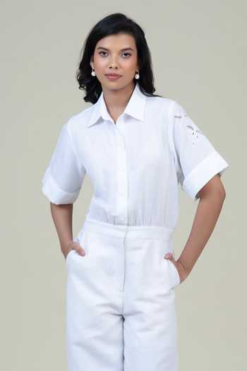 Bunka_White Jane Cotton Linen Jumpsuit _at_Aza_Fashions
