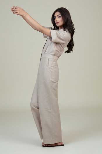 Shop_Bunka_Beige Jane Cotton Linen Jumpsuit _Online_at_Aza_Fashions