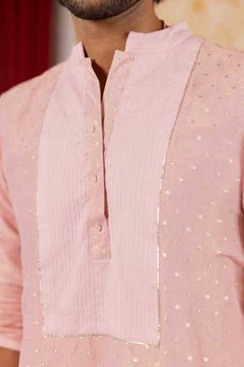 17:17 By Simmi Saboo_Pink Sequins Anchor Bib Yoke Kurta _Online_at_Aza_Fashions