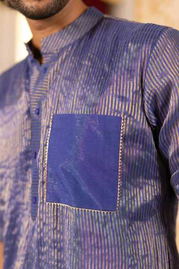 17:17 By Simmi Saboo_Blue Shimmer Straight Kurta _Online_at_Aza_Fashions