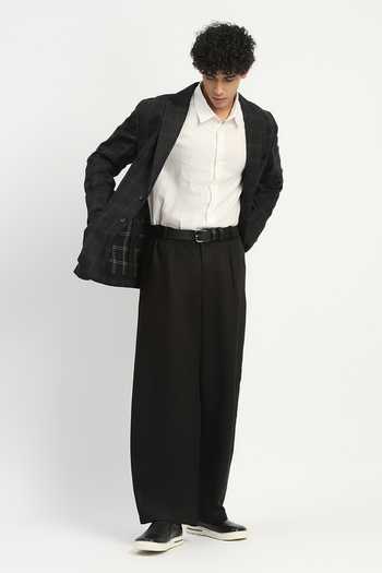 Buy_ABRAHAM AND THAKORE_Ivory Cotton, Linen Embroidery Stab Shirt _Online_at_Aza_Fashions