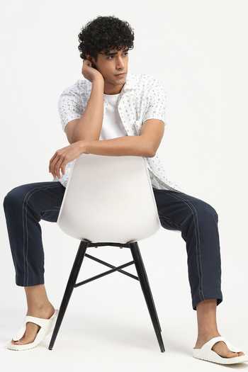 ABRAHAM AND THAKORE_Ivory Cambric Alphabet Print Shirt _Online_at_Aza_Fashions