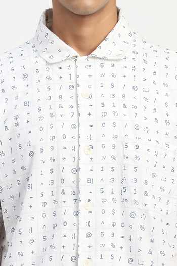 Buy_ABRAHAM AND THAKORE_Ivory Cambric Alphabet Print Shirt 