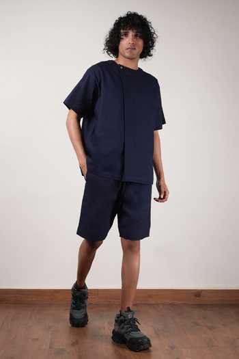 Buy_MATI_Blue Cotton Overlap T-shirt _Online_at_Aza_Fashions