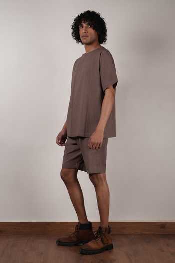 MATI_Beige Cotton Overlap T-shirt _Online_at_Aza_Fashions