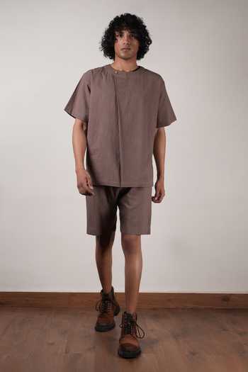 Buy_MATI_Beige Cotton Overlap T-shirt _Online_at_Aza_Fashions