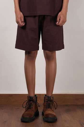 MATI_Brown Cotton Roots Shorts _Online_at_Aza_Fashions