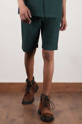 MATI_Green Cotton Roots Shorts _Online_at_Aza_Fashions