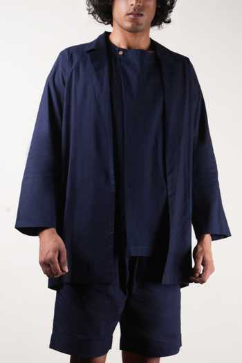 Shop_MATI_Blue Cotton Roots Collar Jacket _Online_at_Aza_Fashions