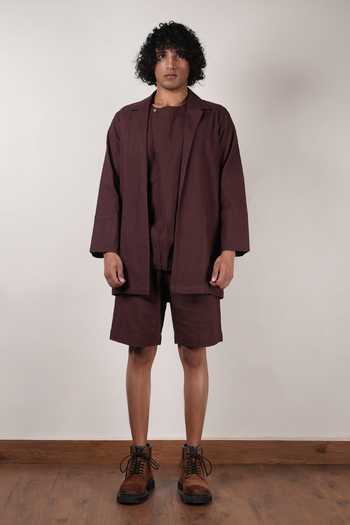 Shop_MATI_Brown Cotton Roots Collared Jacket _Online_at_Aza_Fashions