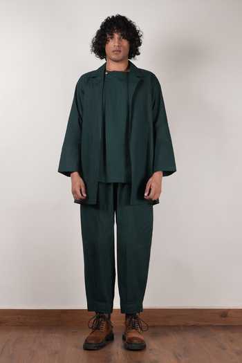 Buy_MATI_Green Cotton Roots Collared Jacket 