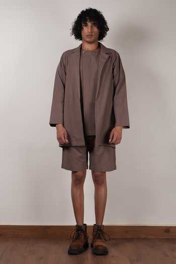 Buy_MATI_Beige Cotton Roots Collared Jacket 